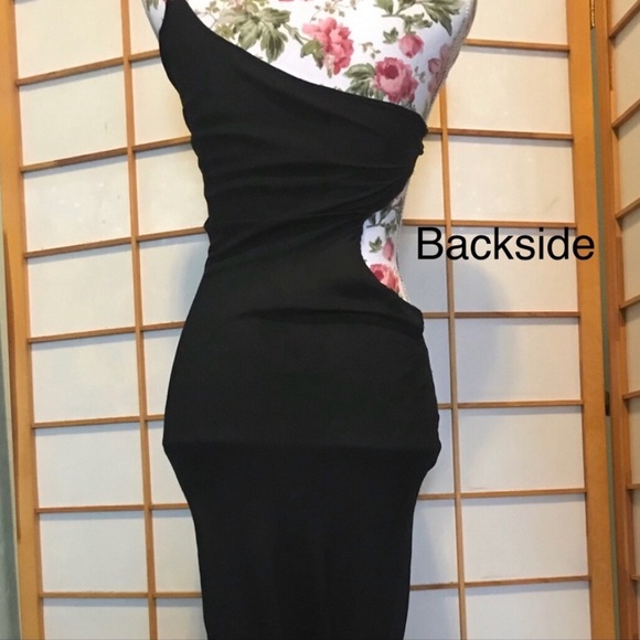 Black evening gown, cut out, 1 shoulder maxi dress - Picture 6 of 6